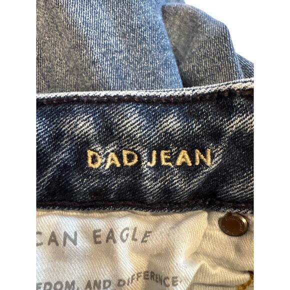 American Eagle Dad Jeans Mens Size 28x32 Blue Slim Tapered Leg Stretch 90s - Picture 5 of 12